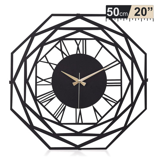 Portal, Large Wall Clock, Silent Non-Ticking Coated Metal, Black