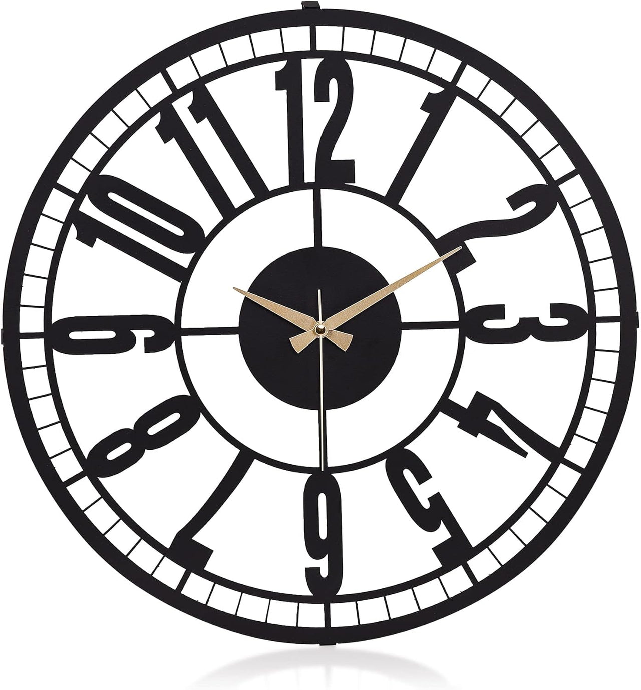 20” Silent Metal Wall Clock (50cm) – Modern Open-Frame, Non-Ticking Quartz - [Bruno]