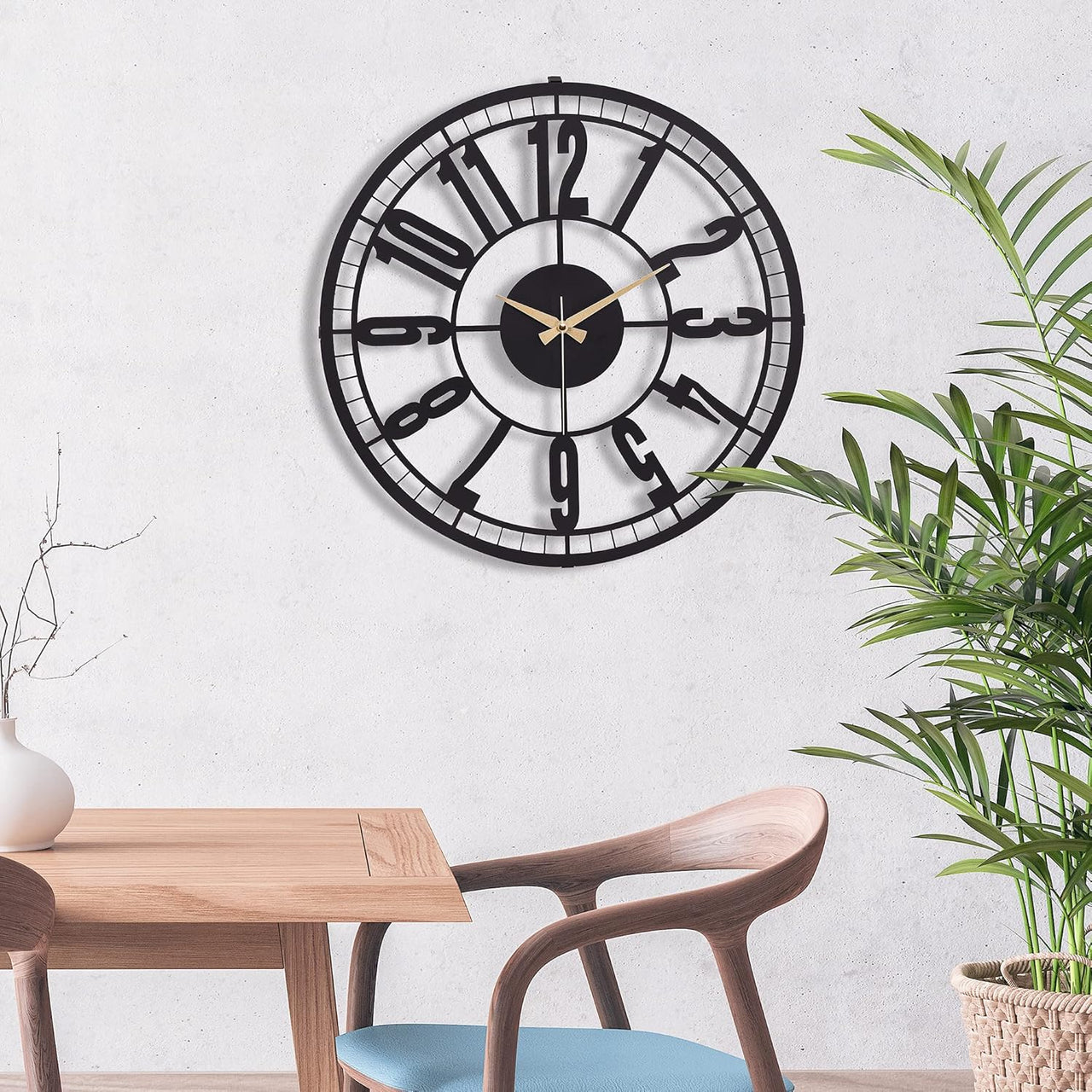 20” Silent Metal Wall Clock (50cm) – Modern Open-Frame, Non-Ticking Quartz - [Bruno]