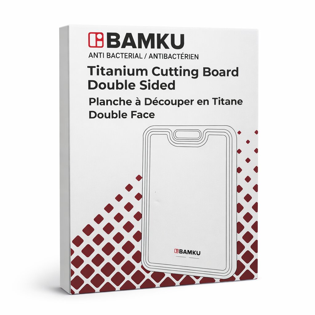 BAMKU titanium cutting board packaging on a white background