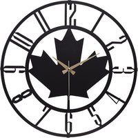 20” Silent Metal Wall Clock (50cm) – Modern Open-Frame, Non-Ticking Quartz - [Maple Leaf]