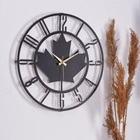 20” Silent Metal Wall Clock (50cm) – Modern Open-Frame, Non-Ticking Quartz - [Maple Leaf]