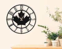 20” Silent Metal Wall Clock (50cm) – Modern Open-Frame, Non-Ticking Quartz - [Maple Leaf]