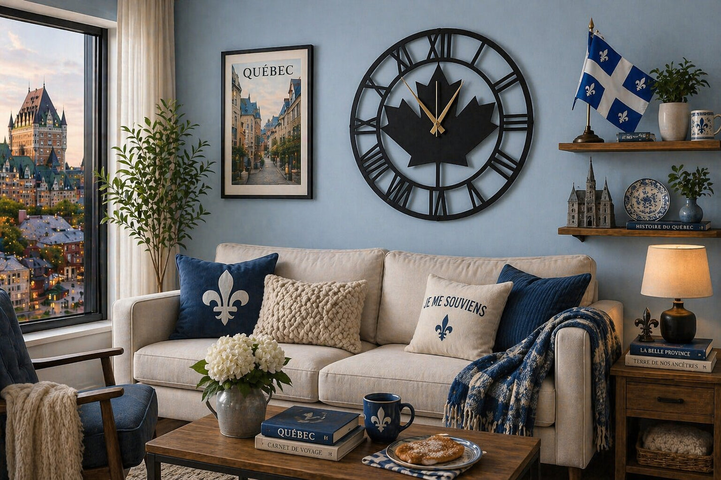 Maple Roman, Large Wall Clock, Silent Non-Ticking Coated Metal, Black 20" - 50cm