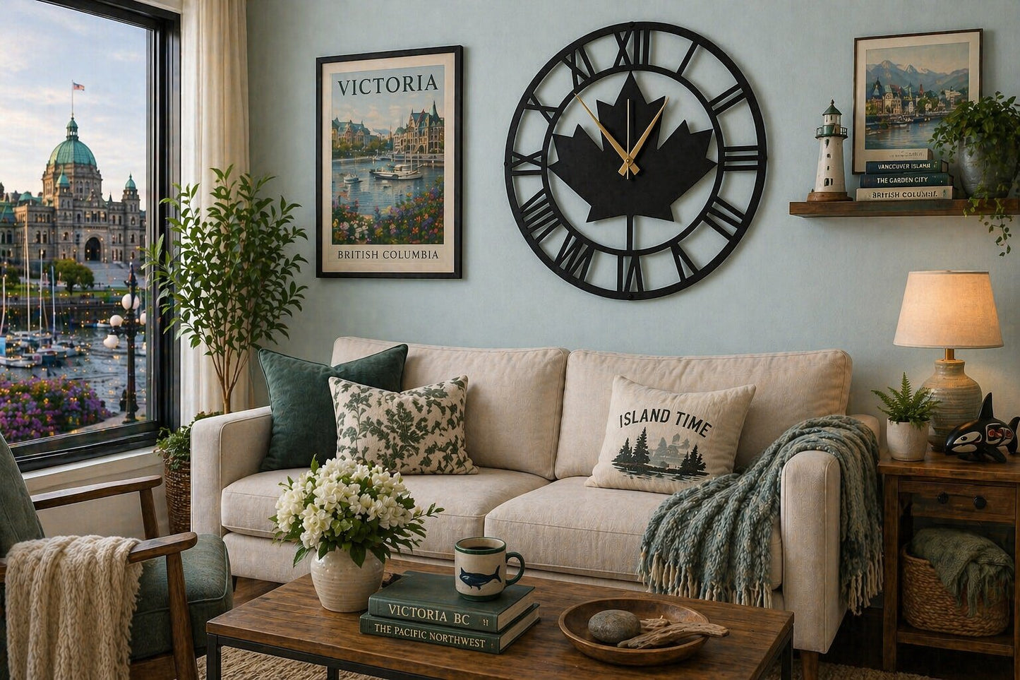 Maple Roman, Large Wall Clock, Silent Non-Ticking Coated Metal, Black 20" - 50cm