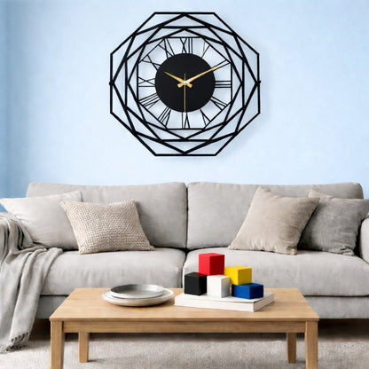 Portal, Large Wall Clock, Silent Non-Ticking Coated Metal, Black