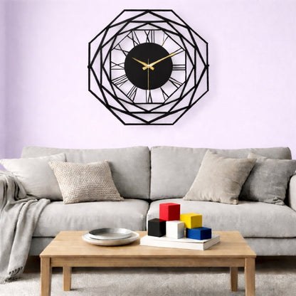 Portal, Large Wall Clock, Silent Non-Ticking Coated Metal, Black