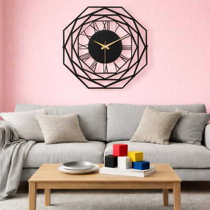 Portal, Large Wall Clock, Silent Non-Ticking Coated Metal, Black