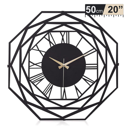 Portal, Large Wall Clock, Silent Non-Ticking Coated Metal, Black