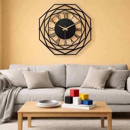 Portal, Large Wall Clock, Silent Non-Ticking Coated Metal, Black
